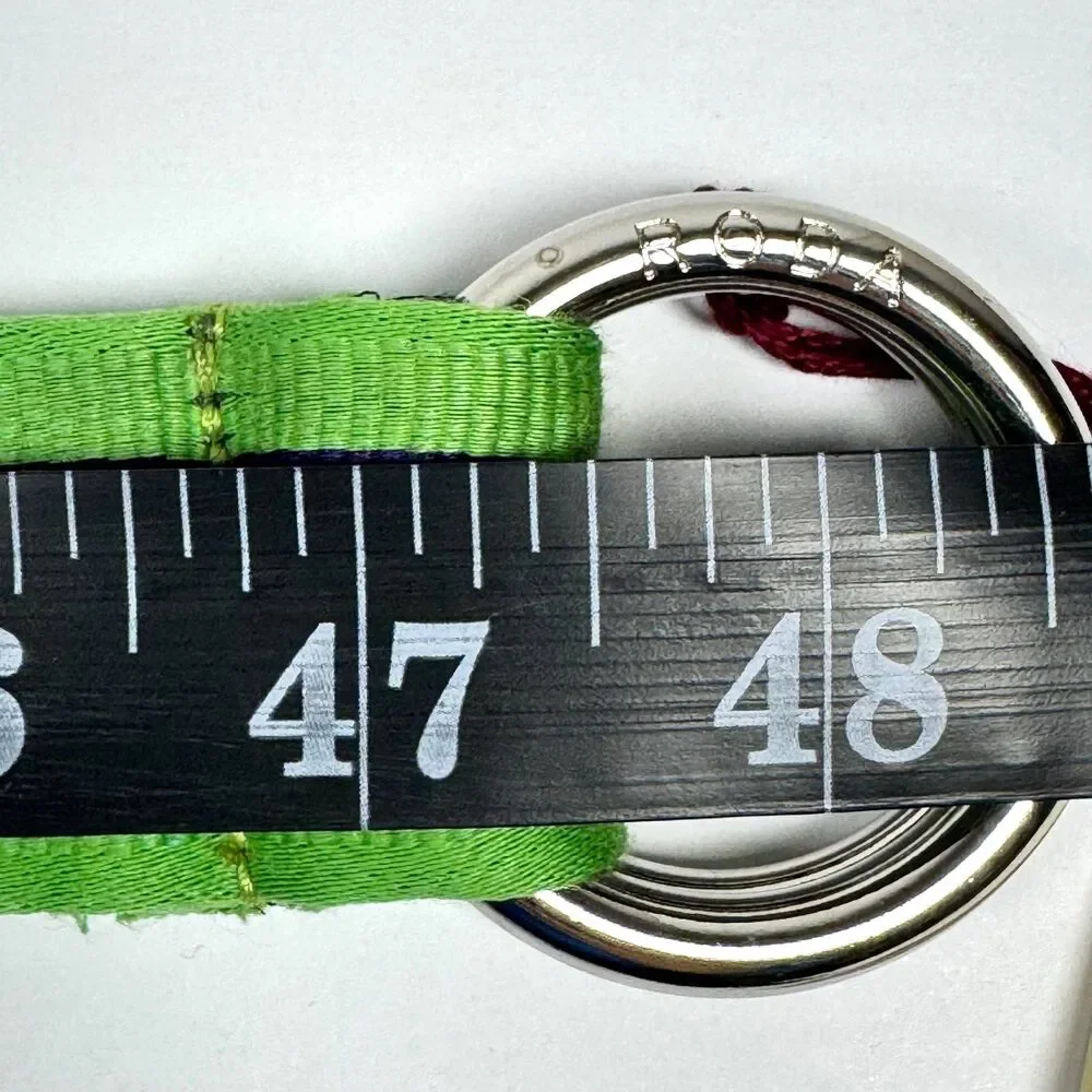 RODA Belt‎ Mens Unisex Large Green Navy Blue Stripe Fabric D Ring Preppy Classic